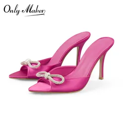Onlymaker Women Mules Peep Toe Gold Slip On Thin High Sandals Big Size Classic Fashion Lady Summer Sandals
