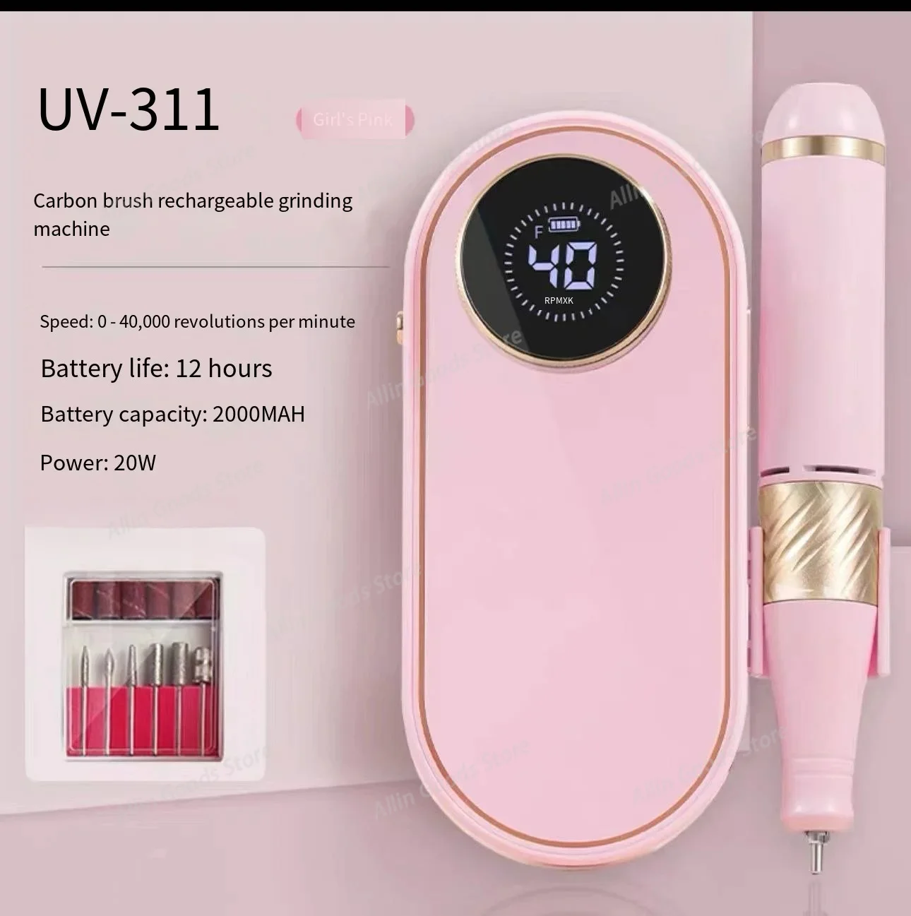 Compact Portable Electric Nail Drill with LED Digital Display, Lightweight Professional Manicure Polishing Shaping Tool