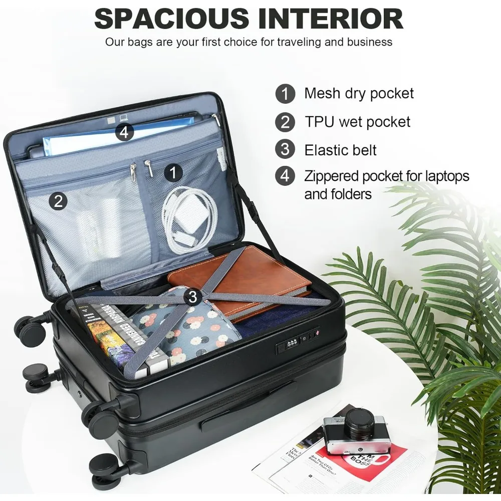 Expandable Top Loading Hard Shell Suitcase with Spinner Wheels, Large Capacity, Built-in TSA Lock, Durability for Travel