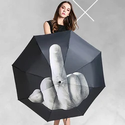 Big Middle Finger Men Women Rain Umbrella Creative Funny Female Outdoor Sun Protection Parasol Travel Compact 3 Fold Windproof