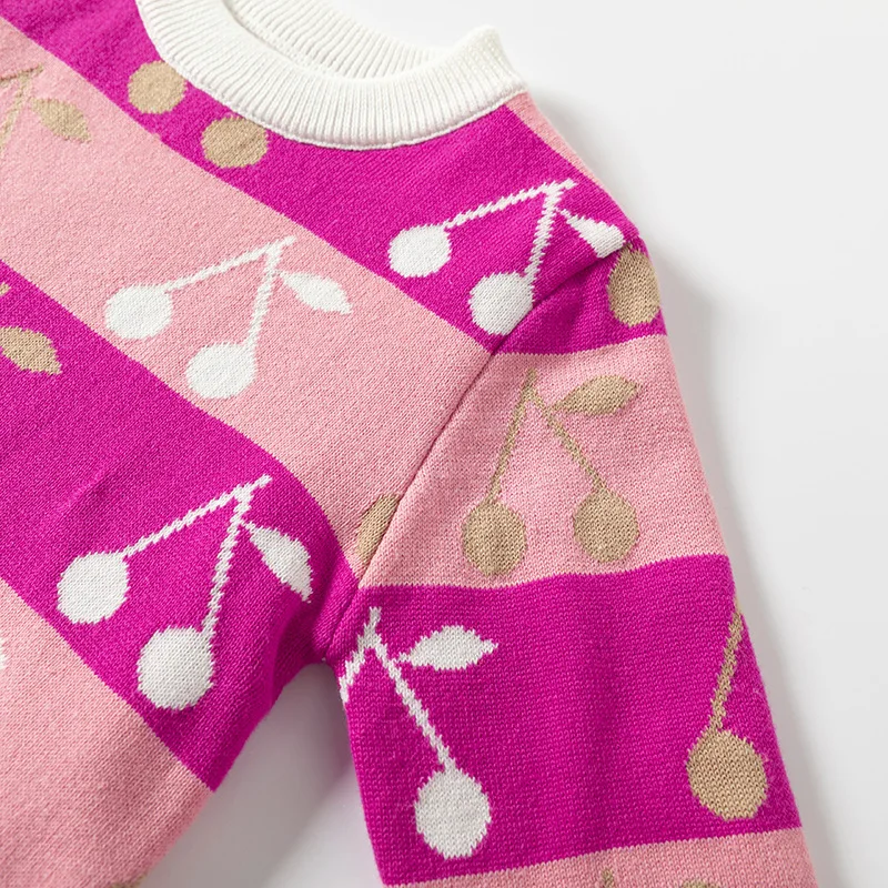 Factory direct sales children's sweaters 2023 autumn and winter new pure cotton cherry girls pullover bottoming knitted sweater