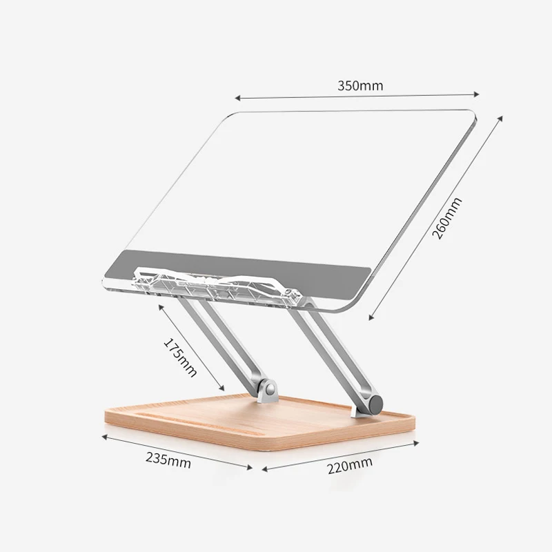 Wooden Reading Stand Transparent Acrylic Multifunction Lifting Tablet Holder Laptop Bracket Desktop Storage Bookshelf