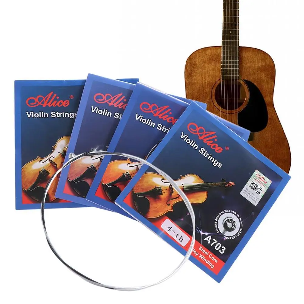 Picture 3: 4/4 3/4 1/2 1/4 1/8 A703 Violin Strings Replacement Nickel String Fiddle String Winding E A D G Strings Violin Strings Concert