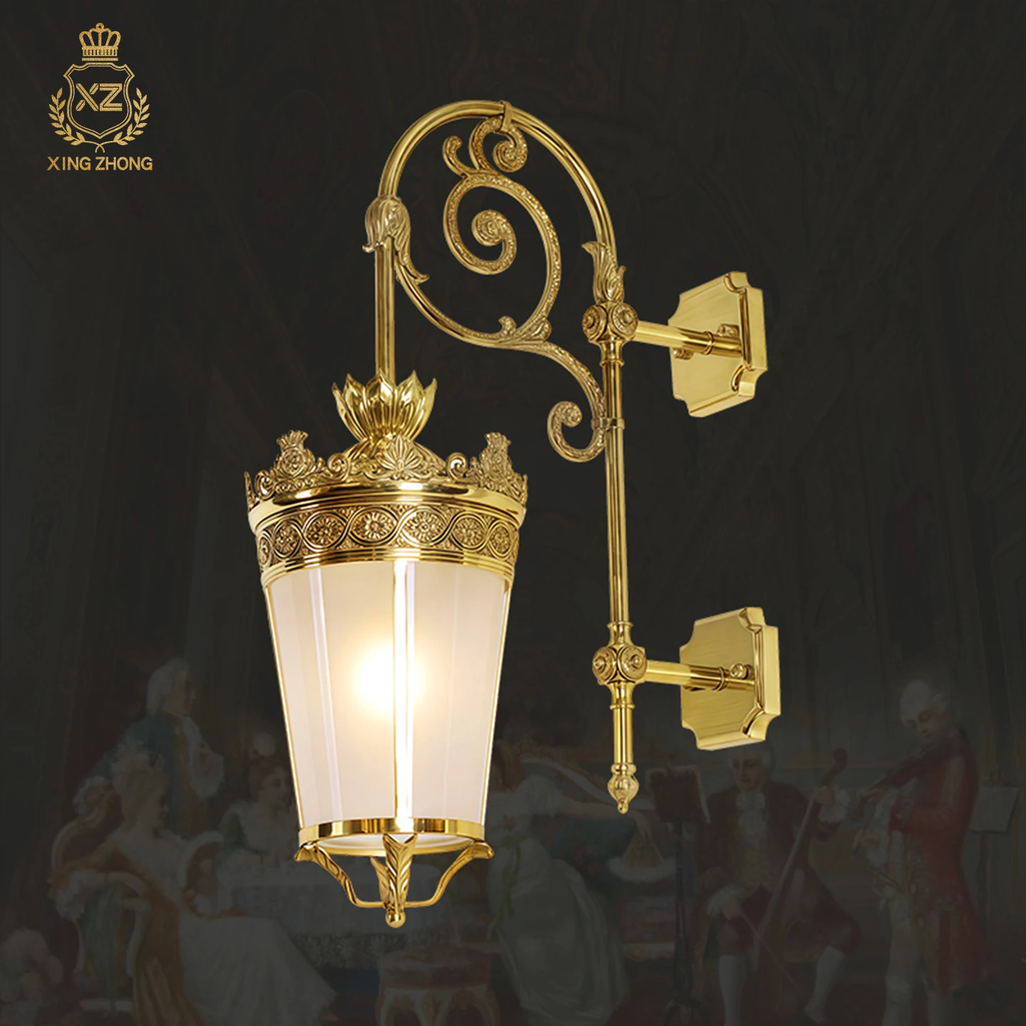 European Neo Classic Decorative Villa Garden Outdoor Copper Wall Lamp Outside Balcony Aisle Wall Light
