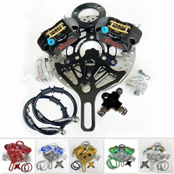 Motorcycle 2 piece Brake Calipers with 220 mm Brake disc For Rear Flat Fork Brake System For Scooter Motorbike Modify