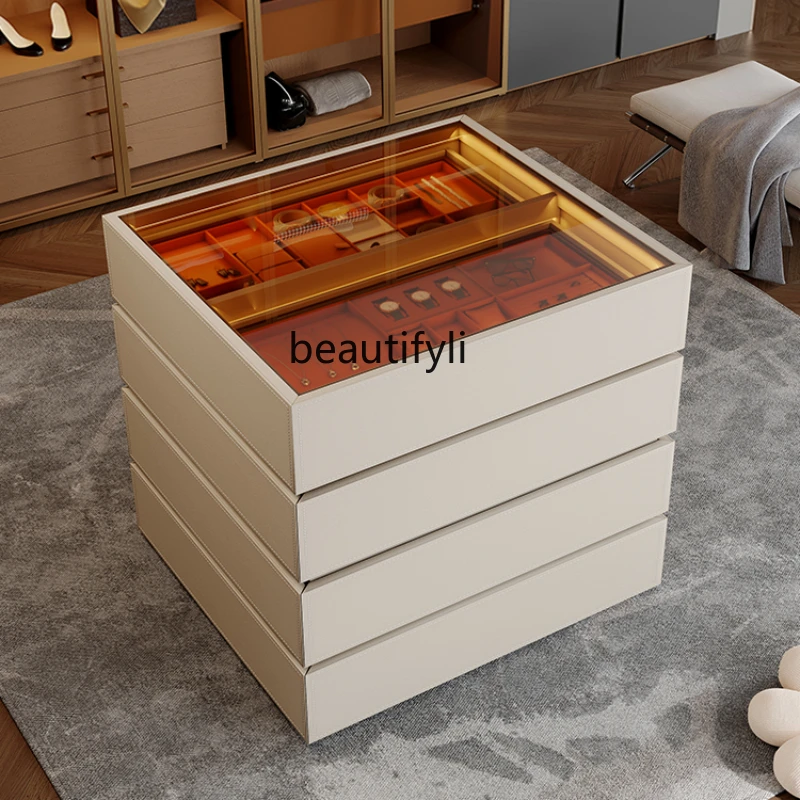 Light Luxury Cloakroom Island Cabinet Modern Home Storage Chest of Drawers Designer Custom Jewelry Storage Display Cabinet