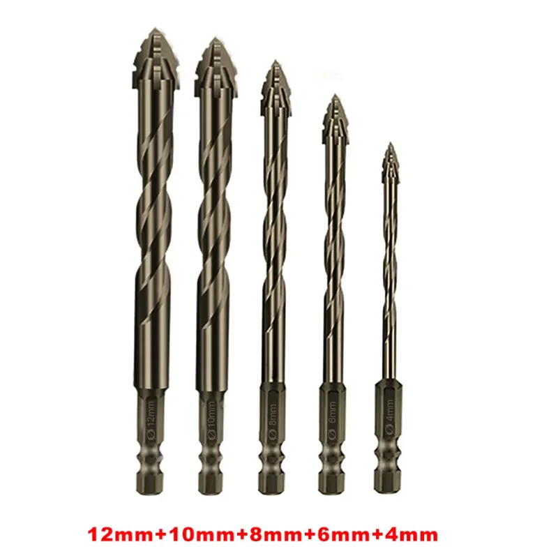 Nova broca excêntrica serrilhada de quatro arestas para perfuração a seco de todos os tipos de azulejos, cerâmica, vidro, mármore, concreto, aço inoxidável e pedra.