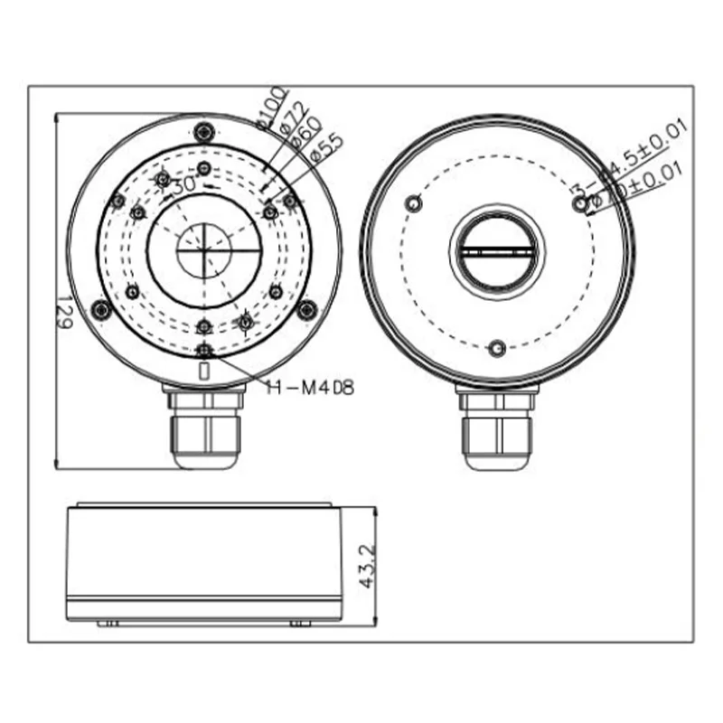 Hikvision DS-1280ZJ-XS  Junction Box For Dome Bullet  Camera Aluminum Alloy CCTV Accessorie Monitor Bracket For DS-2CD2063G2-I..