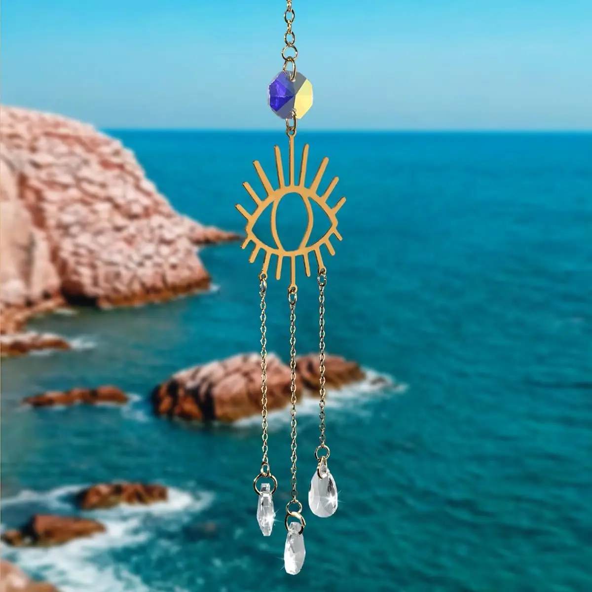 1PC Rainbow Maker Sun Catchers with Prisms Angel Wind Chime Hanging Ornament For Christmas   Home Decor Gift