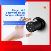Single Tongue Fingerprint Lock Replacement Spherical Smart Lock Bathroom Room Wooden Door Indoor Small Lock Europe and America