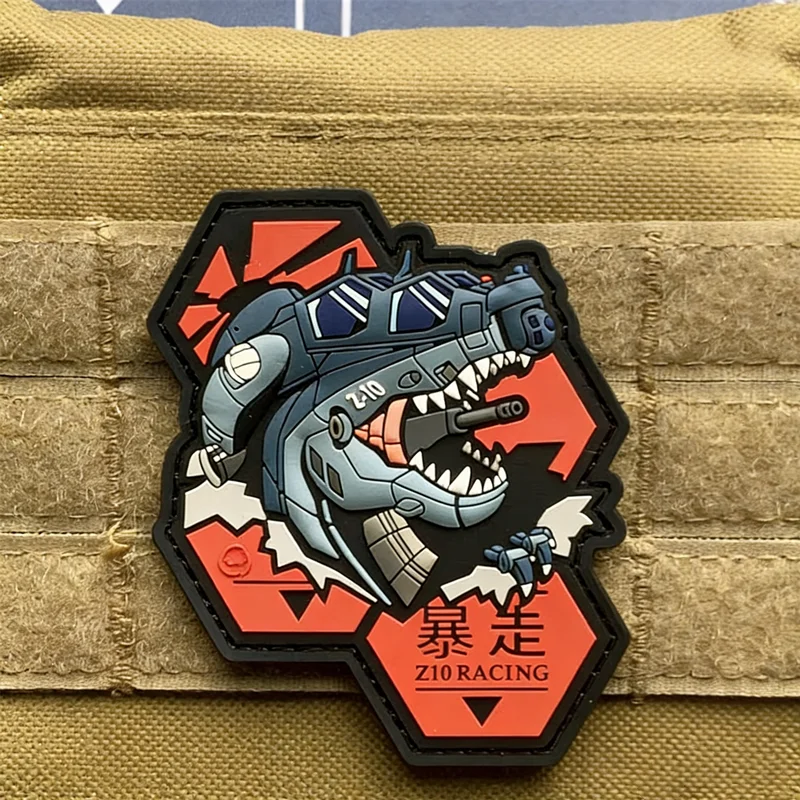 Q Version Z10 Beast RACING 3D PVC Patch Armed Helicopter Silicone Armband Tactical Badge DIY for Clothing Bag Decoration
