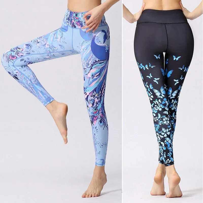 Pantalon de Yoga, collant de sport, taille haute, pour femme, collant Long, Push-Up, fleuri, pour entraînement, course à pied, grande taille XL