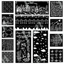 Christmas Village Stripes Layering Drawing Stencils for Scrapbooking Embossing Molds DIY Paper Card Album Decoration