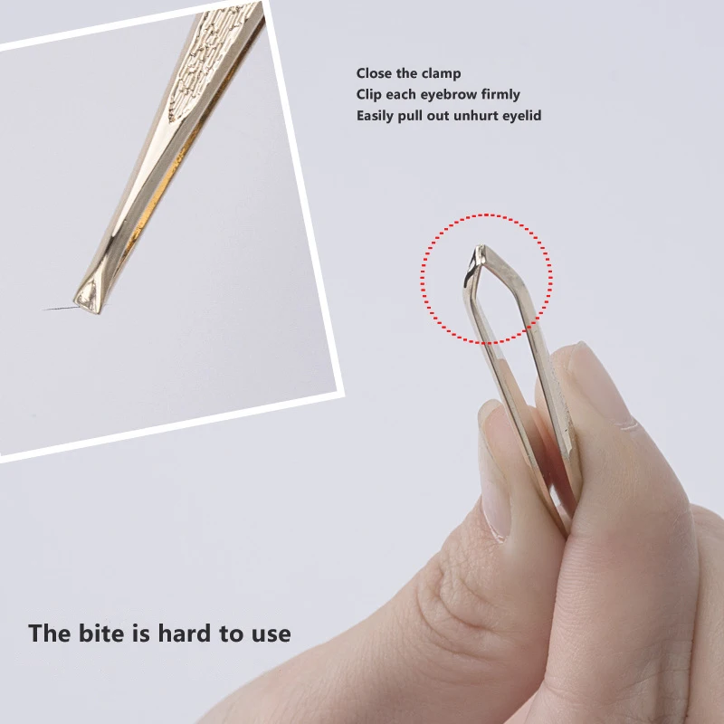 Professional Gold Eyebrow Tweezers Eyelashes Hair Beauty Slanted Stainless Steel Tweezer Makeup Tool for Face Hair Removel