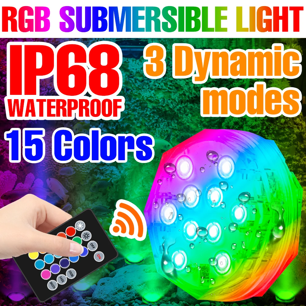 

Led Swimming Pool Accessories RGB Submersible Light Night Lamp For Garden Aquarium Underwater IP68 Waterproof Party Decoration