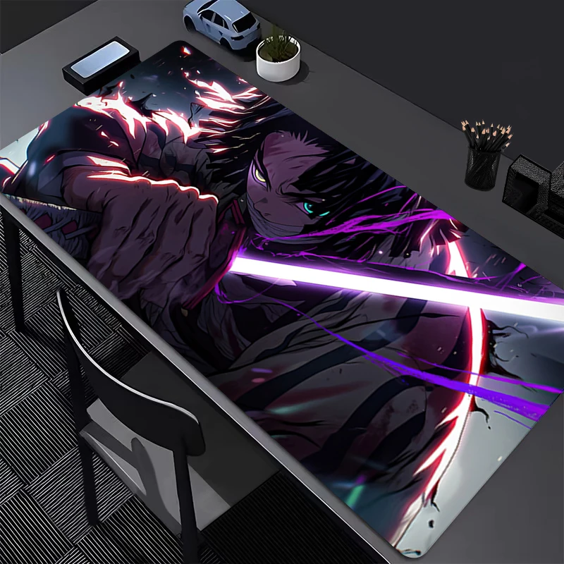 Alfombrilla de ratón Demon Slayer Tanjiro Kamado, alfombrilla de ratón de Anime, accesorios para juegos, alfombrillas grandes para ratón, teclado de oficina, alfombrilla de escritorio, alfombra extendida para PC