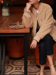 Teddy Overcoat Pilot Jacket Women Camel Loose Jacket