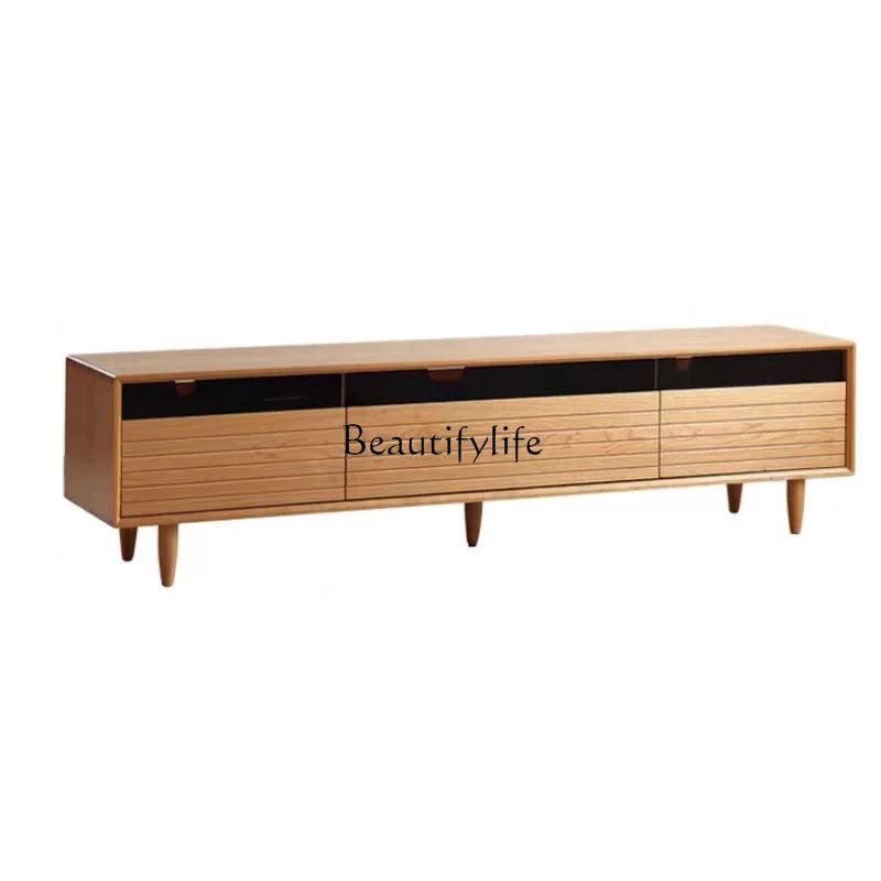 

Nordic cherry wood all solid wood TV cabinet modern simple living room storage cabinet