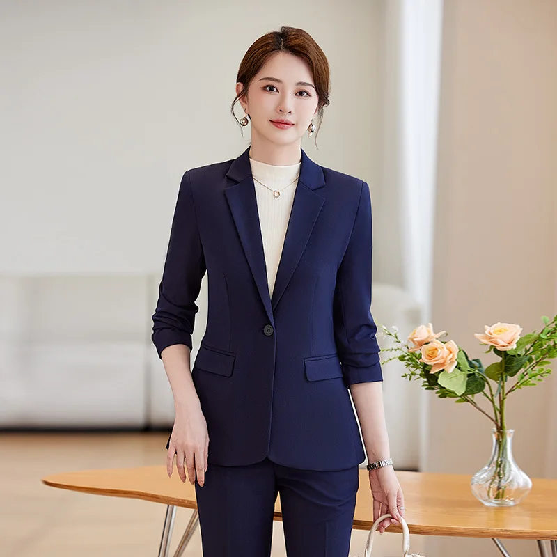 Black Suit Set Women Business Clothing Autumn and Winter2024New Hotel Reception Work Clothes Suit Jacket