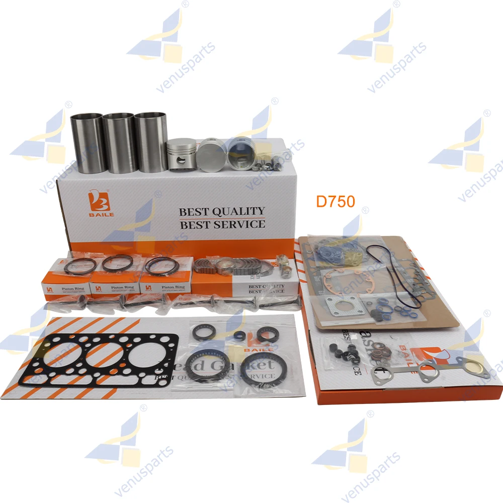 For Kubota D750 Overhaul Rebuild Kit Piston Rings Cylinder Liner Full Gasket Set Main Bearing Engine Part D750-B B5200 B71 Truck