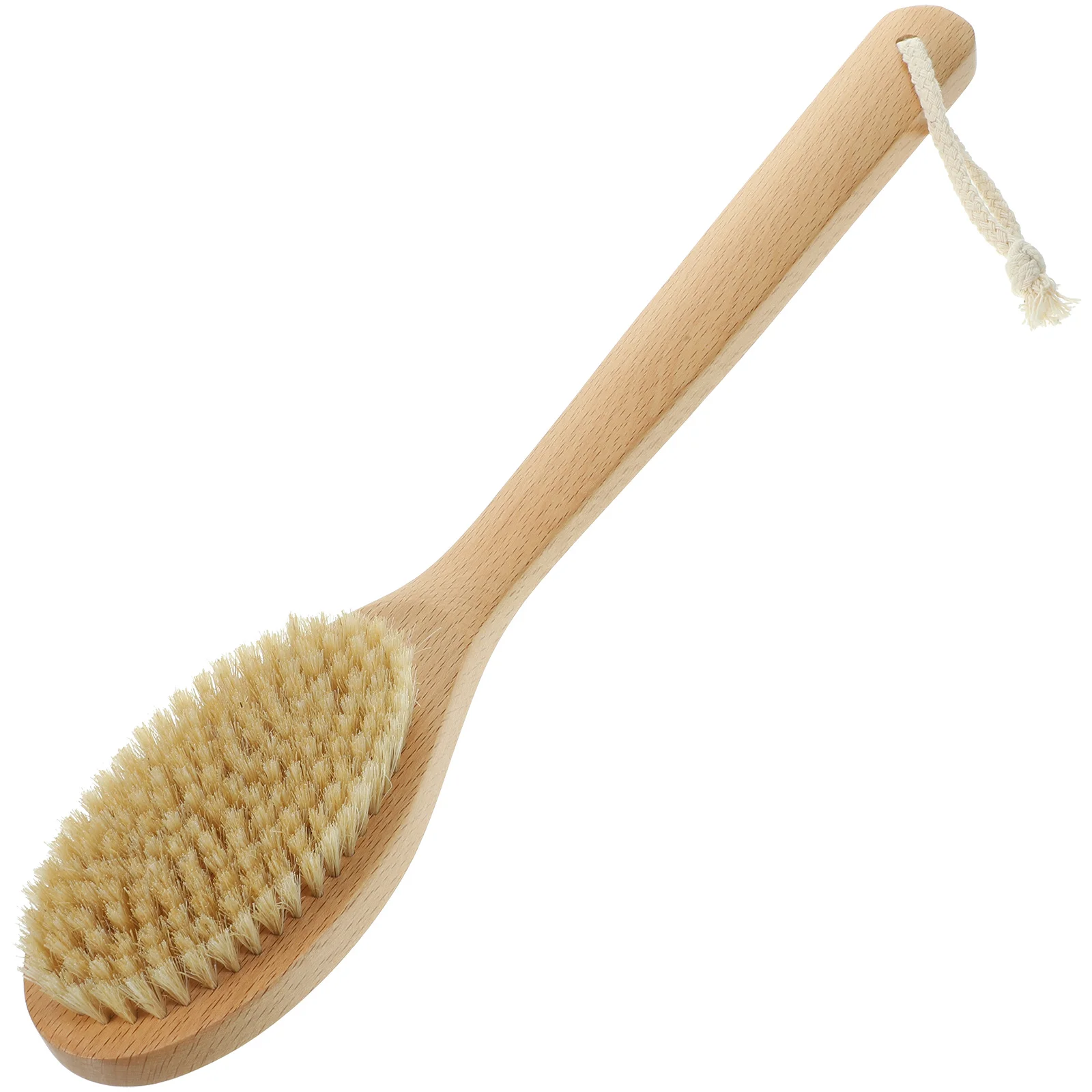 

Bristle Body Scrub Brush Beech Wood Shower Back Scrubber Long Handle Bath Brush Exfoliating Back Washer Easy Dry Hanging