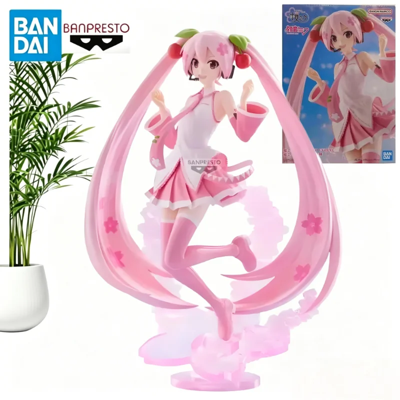En stock, figurines d'action originales Bandai Banpresto Evolv Hatsune Miku Sakura Miku, modèle neuf, cadeau AS
