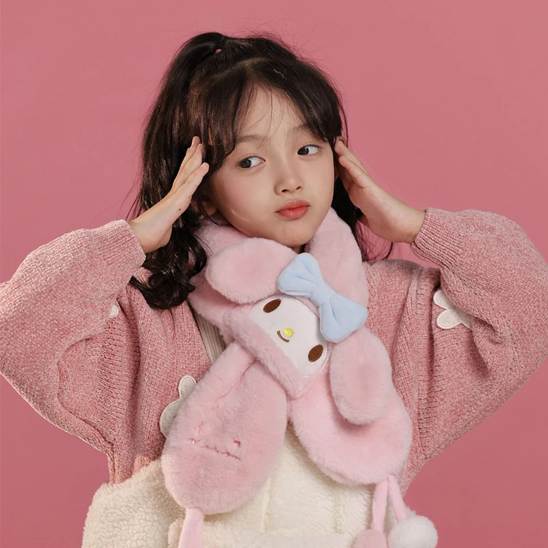 Miniso Mymelody Winter Children Cartoon Scarf Kid Cartoon Neck Cover Kindergarten Boy Girls NeckWarmer Girl Neckchief Pupil Gift