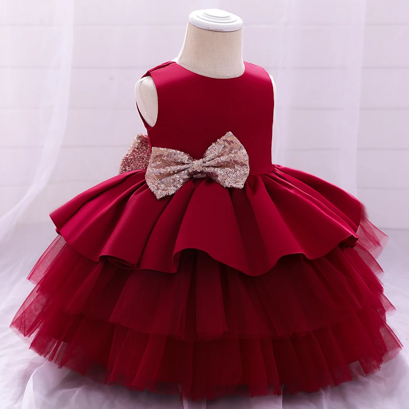 Pageant Newborn 1st Birthday Dress For Baby Girl Clothes Christening Princess Dress Big Bow Girls Party Gown Infant Vestidos