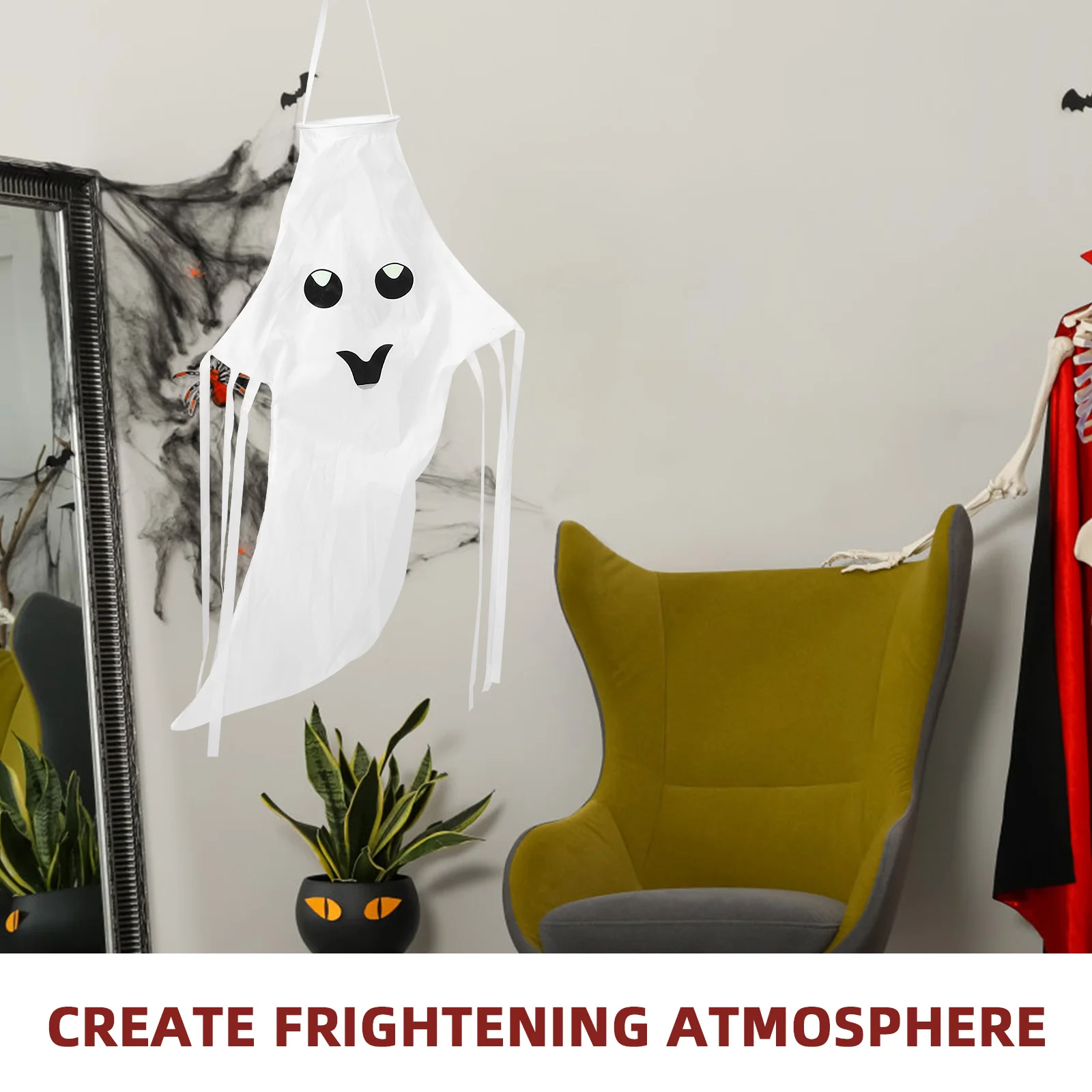 

2 Pcs Ghost Wind Sack Festival Accessories Halloween Windsocks Ornament Garden Courtyard White Outdoor Decoration Accessory Man