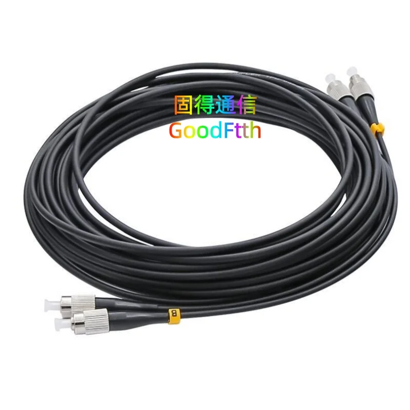 2 Core Armored Tactical Fiber Patch Cord Lead FC/UPC to FC/UPC SM 2Core Duplex Cable GoodFtth