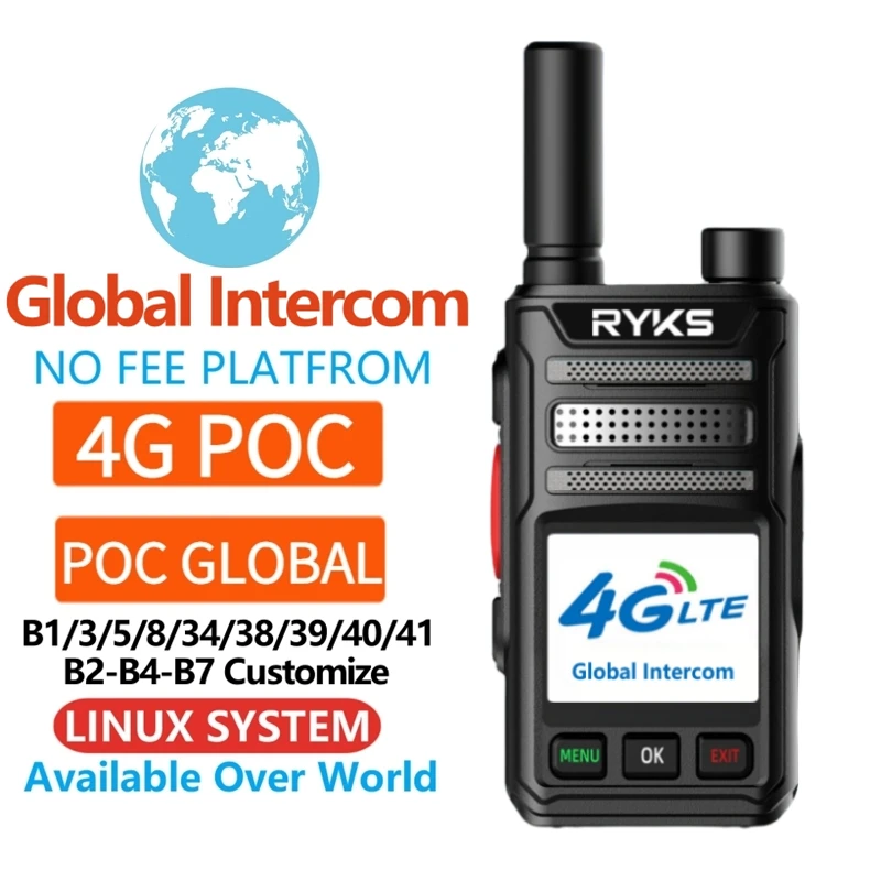 

Global-Intercom 4G PoC Internet Two-Way Radio MINI Sim Card walkie talkie long range 5000km pair (no fee) Intercom platform