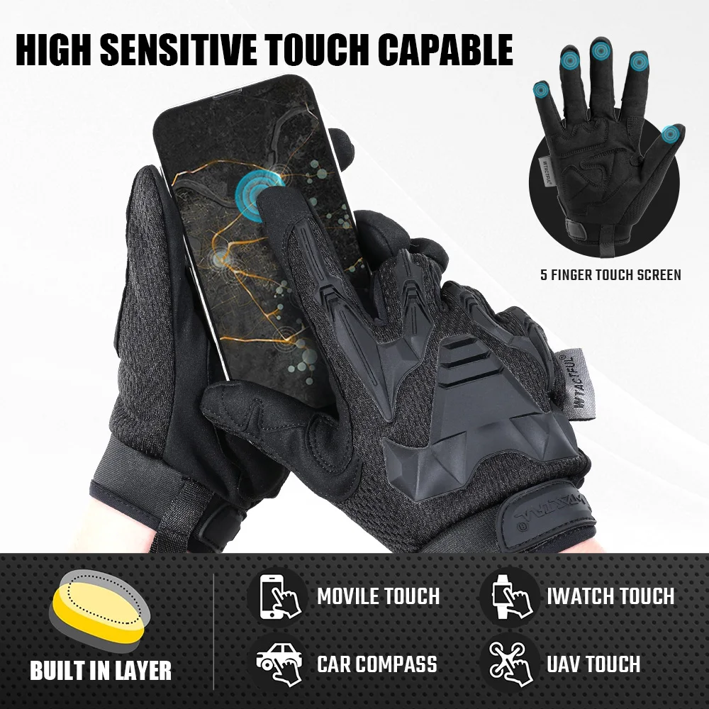 Tactical Gloves Touch Sceen Paintball Shooting Airsoft Combat Bicycle Rubber Protective Anti-Skid Full Finger Glove Men Women