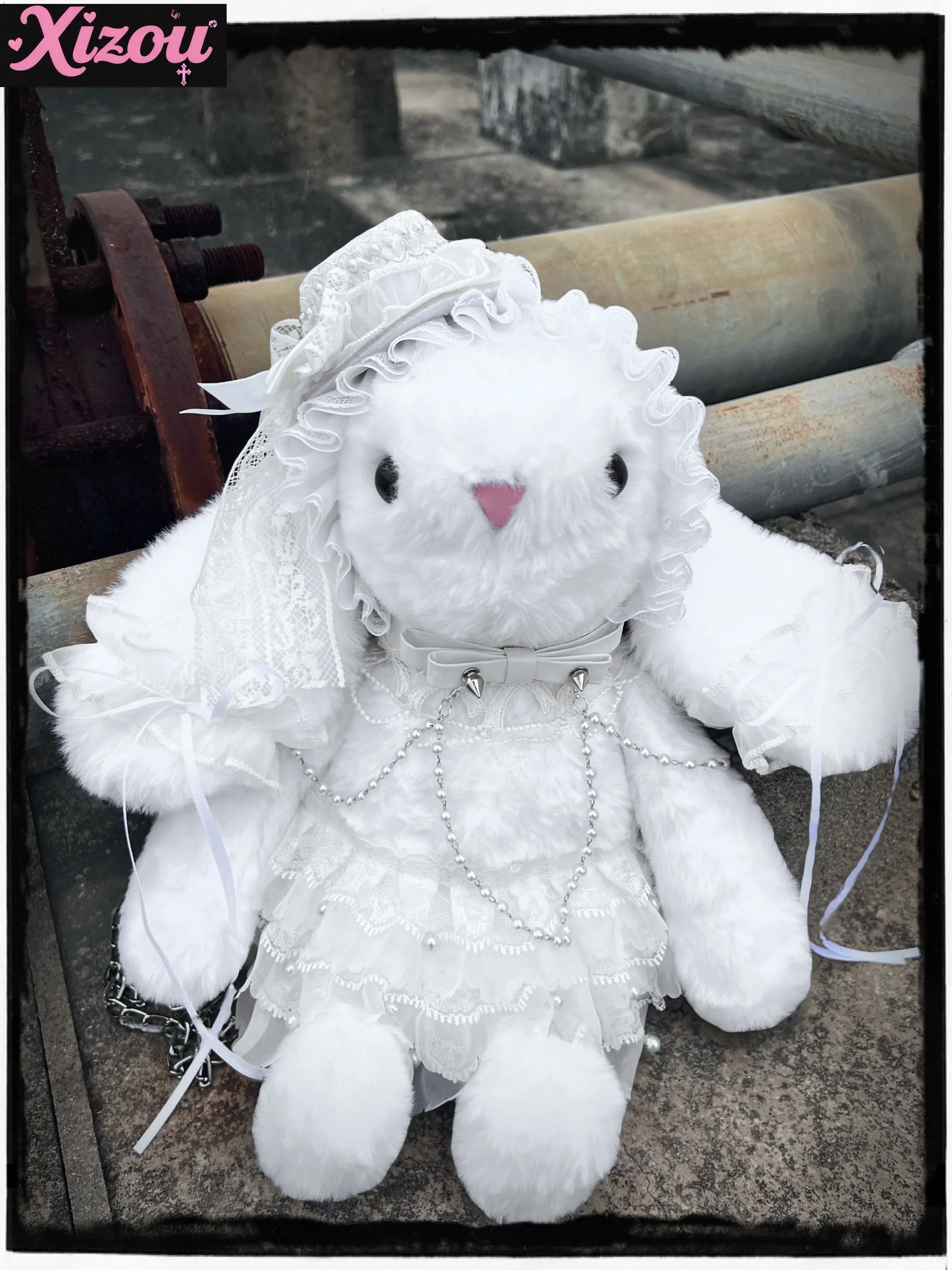 

Japanese Original Subculture Lolita Heavy Industry Lace JK Plush Rabbit Doll Bag Sweet Cool Cute Y2k Messenger Bag for Women