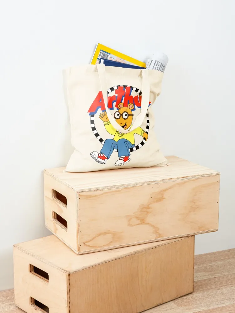 آرثر شعار كلاسيكي تي شيرت حمل حقيبة أكياس القماش شخصية حمل حقيبة صديقة للبيئة قابلة للطي أكياس البقالة القابلة لإعادة الاستخدام