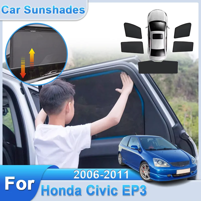 

Magnetic Curtain For Honda Civic EP3 2006-2011 2007 2008 Car Sunshade Sun Privacy Shading Visor Net Mesh Parts Auto Accessories