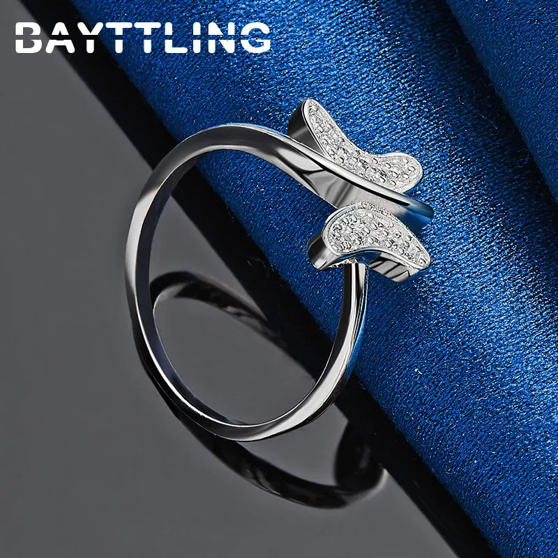 925 Sterling Silver Women's Ring 7/8/9/10# Exquisite Butterfly Zircon Ring For Fashion Girlfriend Gift Wedding Party Jewelry