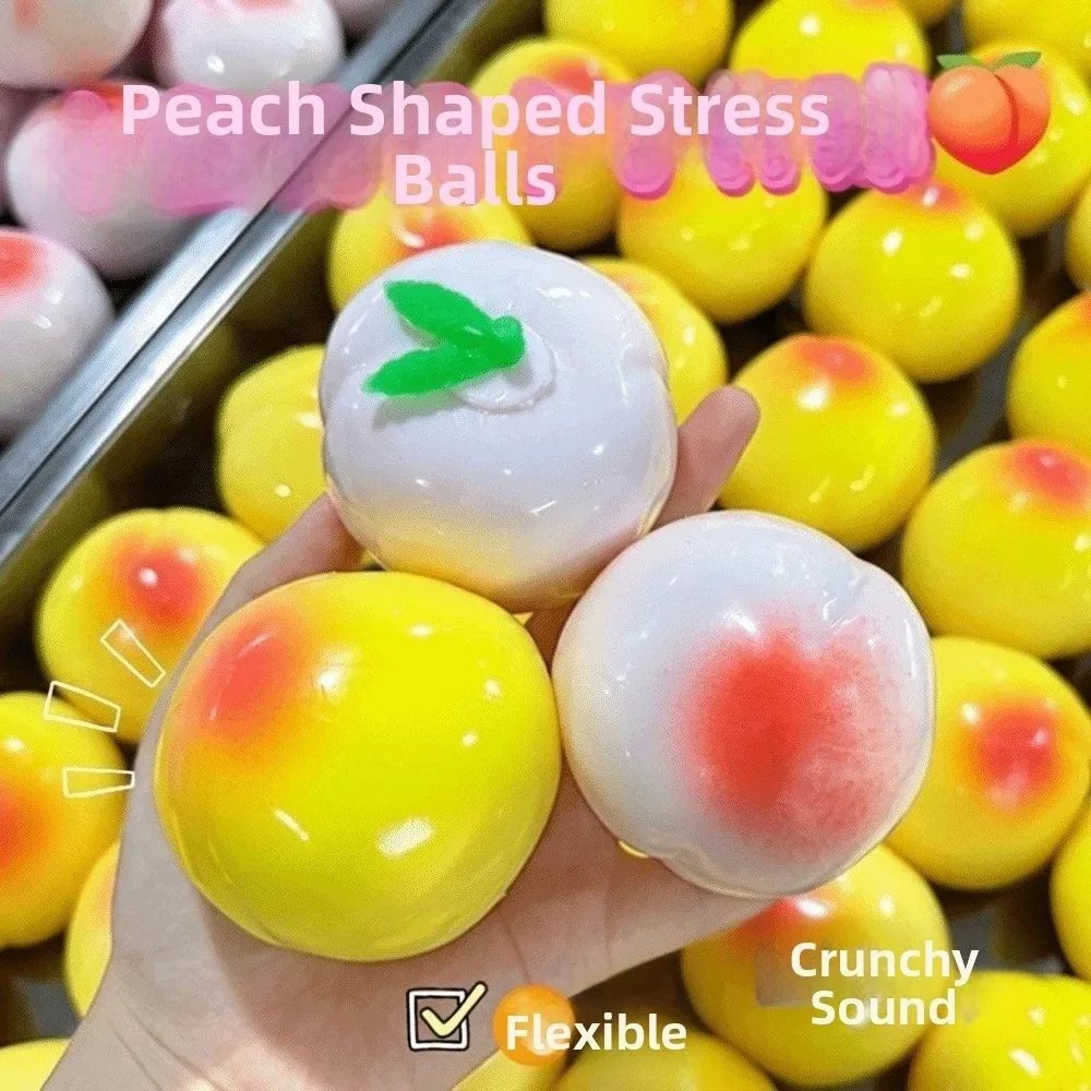 Novelty Crunchy Peach Squeeze Moldable Sound Effects Realistic Fruits Pinch Soft Hand Relax TPR Fidget Home Decoration