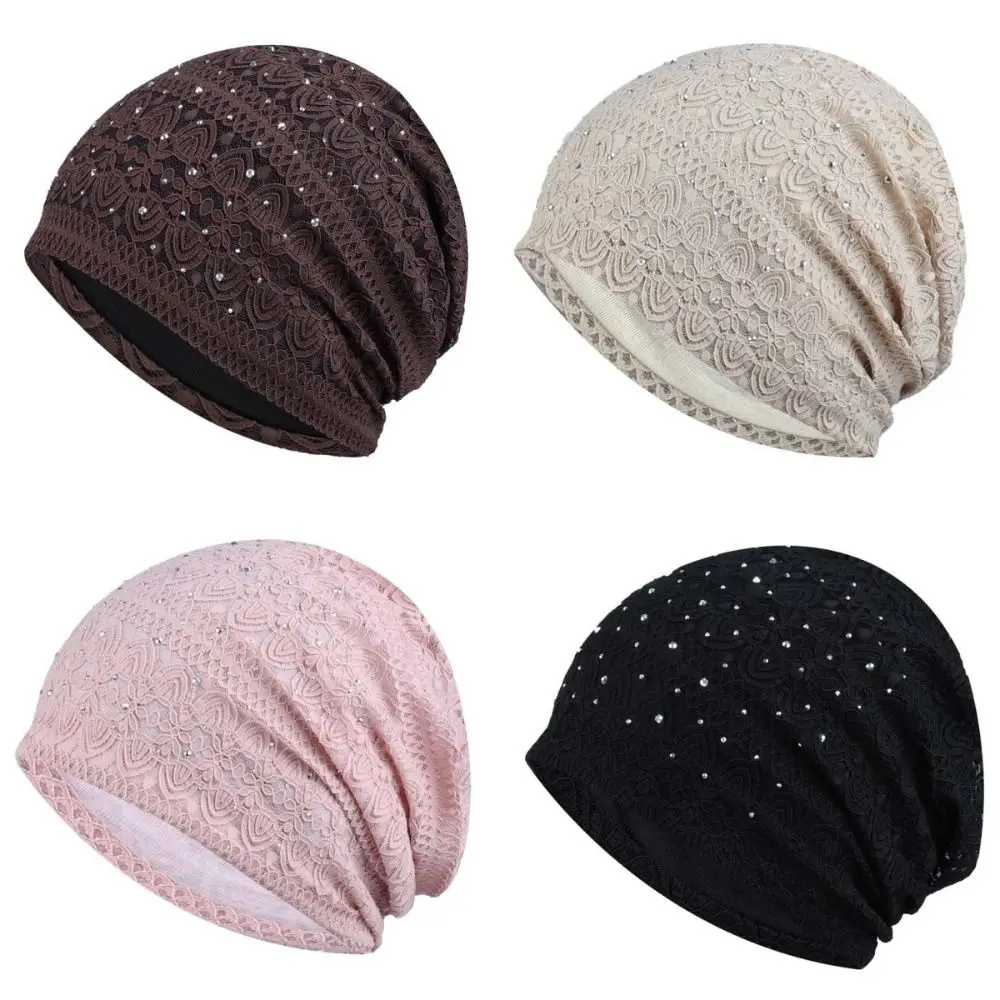

Pullover Hat Soft Lace Beanie Hats Ethnic Style Windproof Warm Bonnet Caps Breathable Nightcap Hijab Turban Cap Outdoor