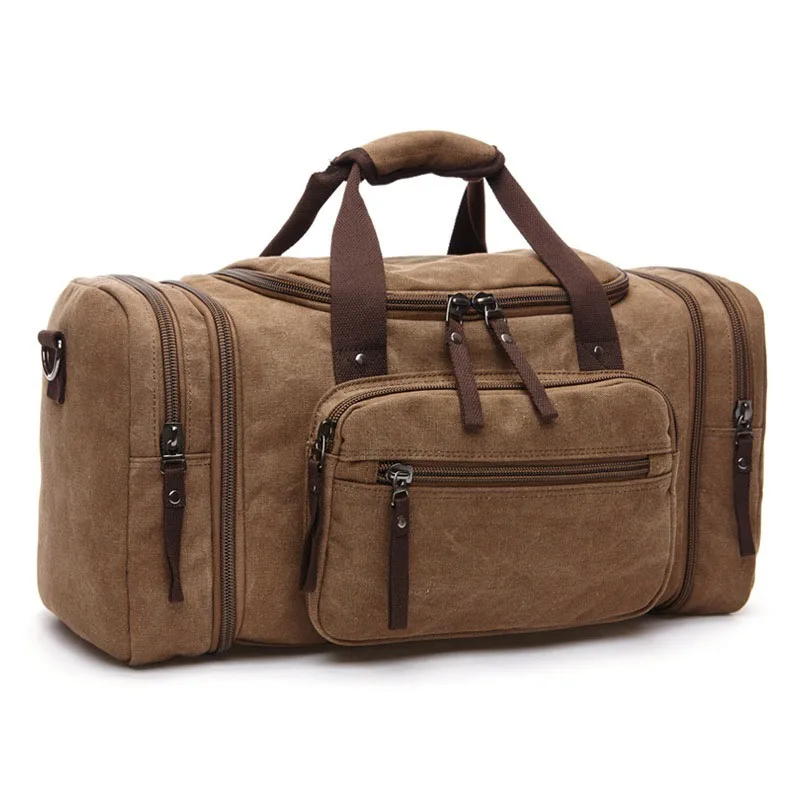 

Large Capacity Men Hand Luggage Travel Duffle Bags Canvas Travel Bags Weekend Shoulder Bags Multifunctional Overnight Duffel Bag