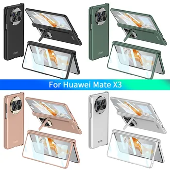Manyetik menteşe zırh braketi kılıf Huawei Mate X3 için kılıf dış ekran cam koruyucu standı plastik kapak için Huawei Mate X3