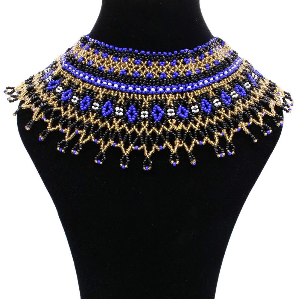 

Classic African Ethnic Resin Bead Chunky Necklace For Women Boho Multilayer Mesh Bib Collar Statement Maxi Indian Tribal Jewelry