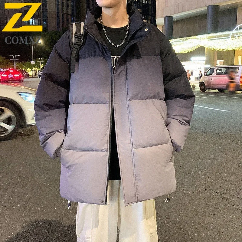 

COMXZ ветрозащитная хлопковая стеганая куртка легкая градиентная модная классическая рабочая стеганая куртка уличная брендовая мужская зимняя куртка