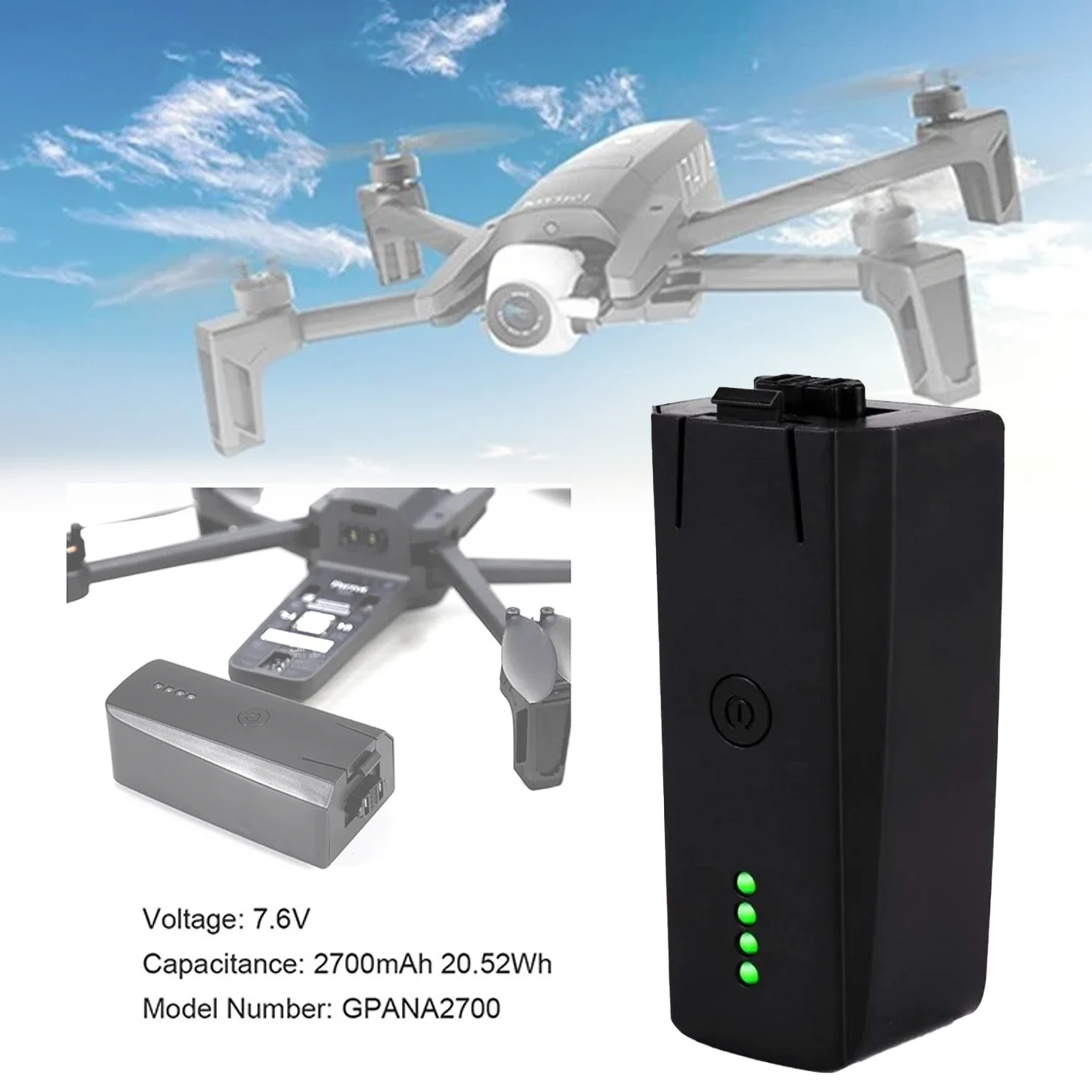 Batterie au Lithium de remplacement pour Drone Parrot Anafi, 7.6V, 2700mAh, 20.52wh, pièce de batterie pour télécommande, nouveauté