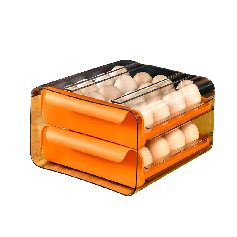 

Refrigerator egg storage box PET transparent 32-grid double-layer drawer type, soil egg box, fresh-keeping box, kitchen egg box.