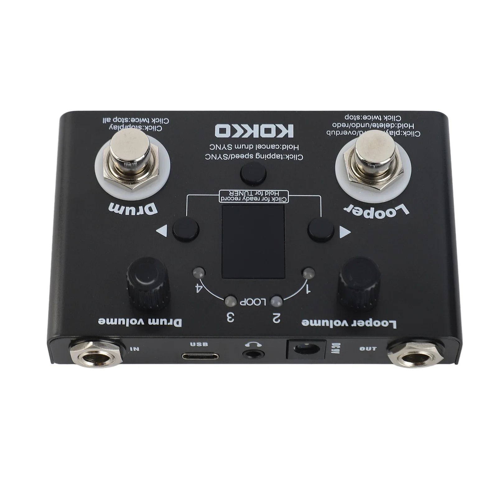 KOKKO Multifunctional Drum Machine Looper Effect Pedal Tuner BT Page Turner Phrase Loop Recording Compact Pedal for Live Show