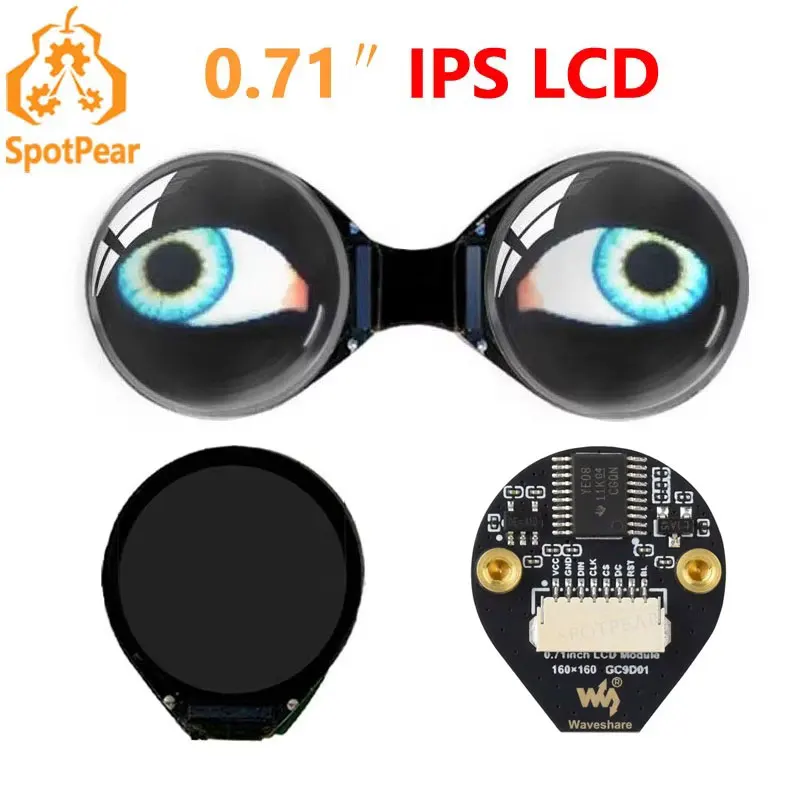 0.71inch Round LCD Display Screen Double EYE Module For Arduino Raspberry Pi ESP32 Pico STM32