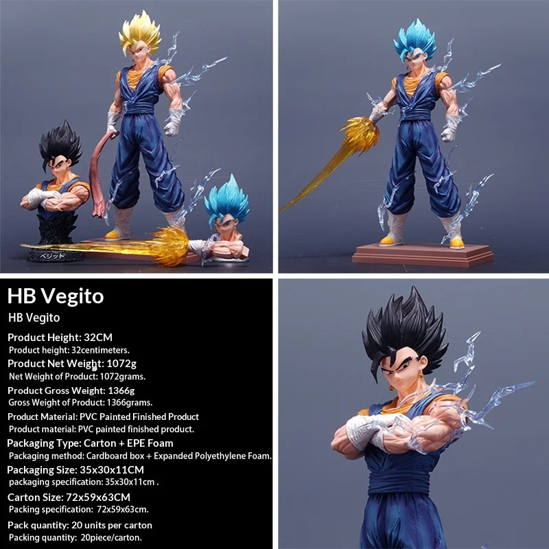 32 cm Dragon Ball Anime HB Vegetto PVC Action Figure Super Saiyajin Statue Desktop Dekoration Sammeln Modell Kinder Geschenk Fan geschenk