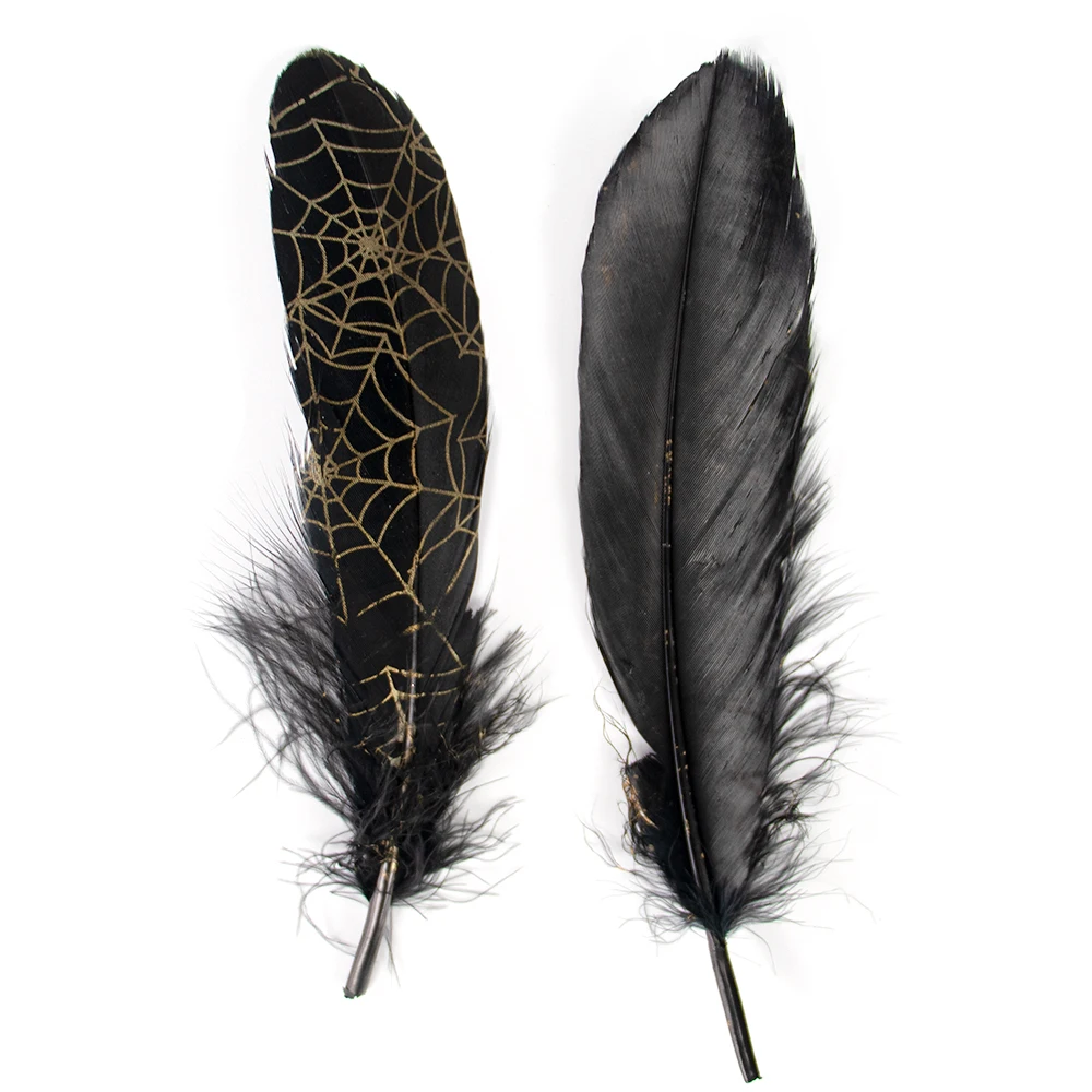 Gold-printed goose feather large floating fish scale feather DIY handmade accessory hat illustration craft material