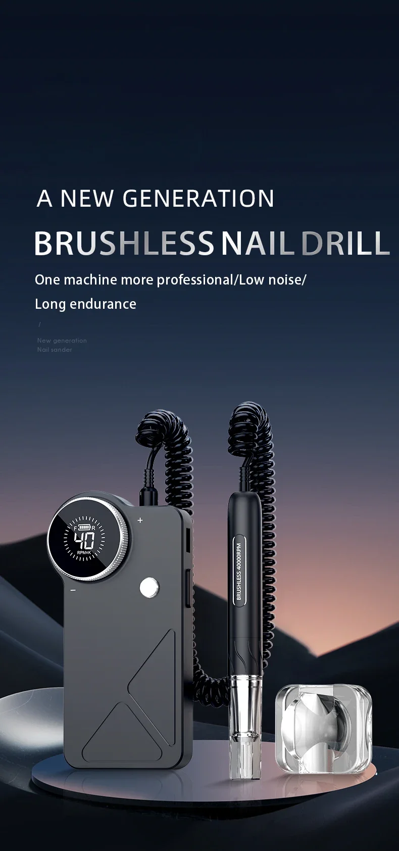 Professional Nails File 40000Rpm High-Speed Operation Powerful Nail Drill Machine With Brushless Polishing Handle