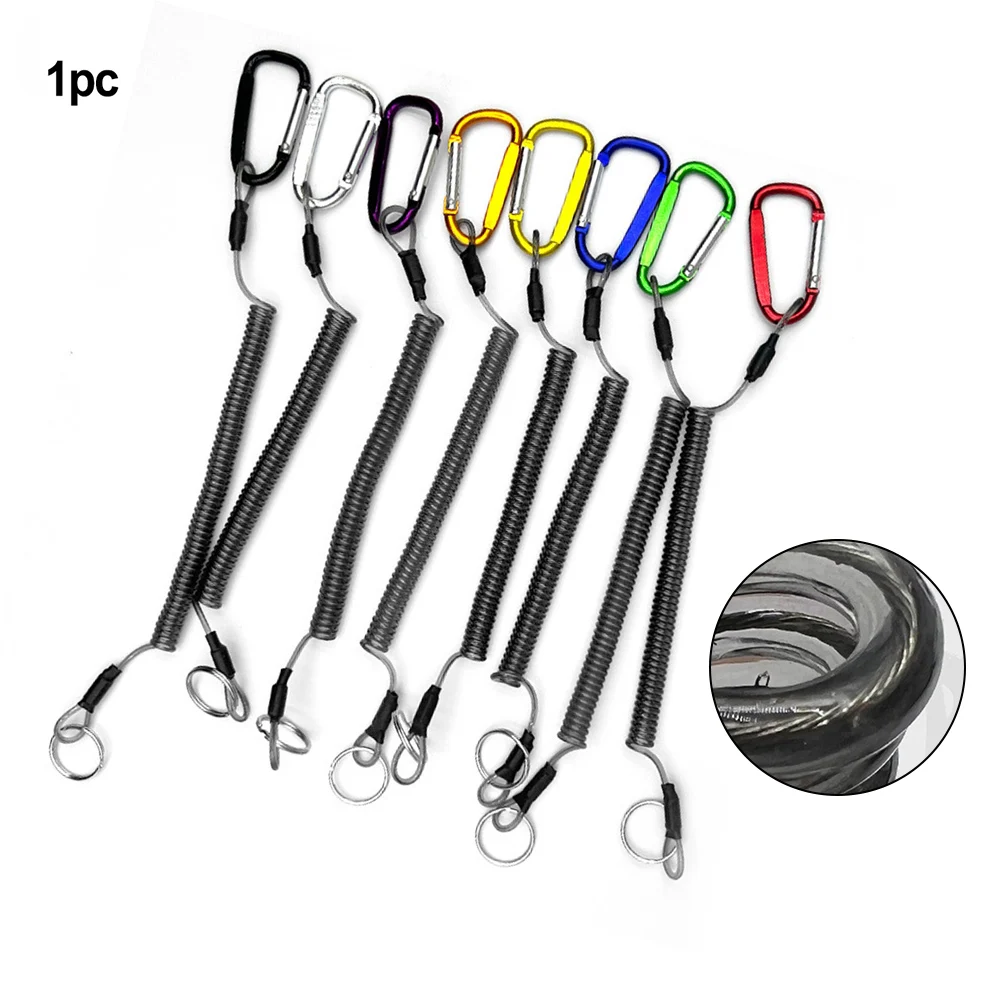 Fishing Missed Rope Anti-Lost Spiral Spring Lure Pliers Lanyard Wire Spring Rope Solid Color Wire Spring Rope Key Chain Tackle